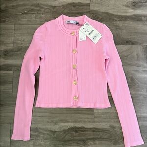 Zara Pink Knit Cardigan with Gold Buttons